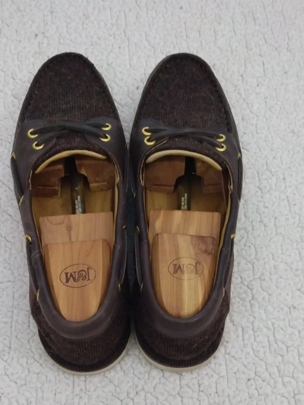 Sperry Gold Cup Dark Brown Leather/Wool Boat Shoes  10.5